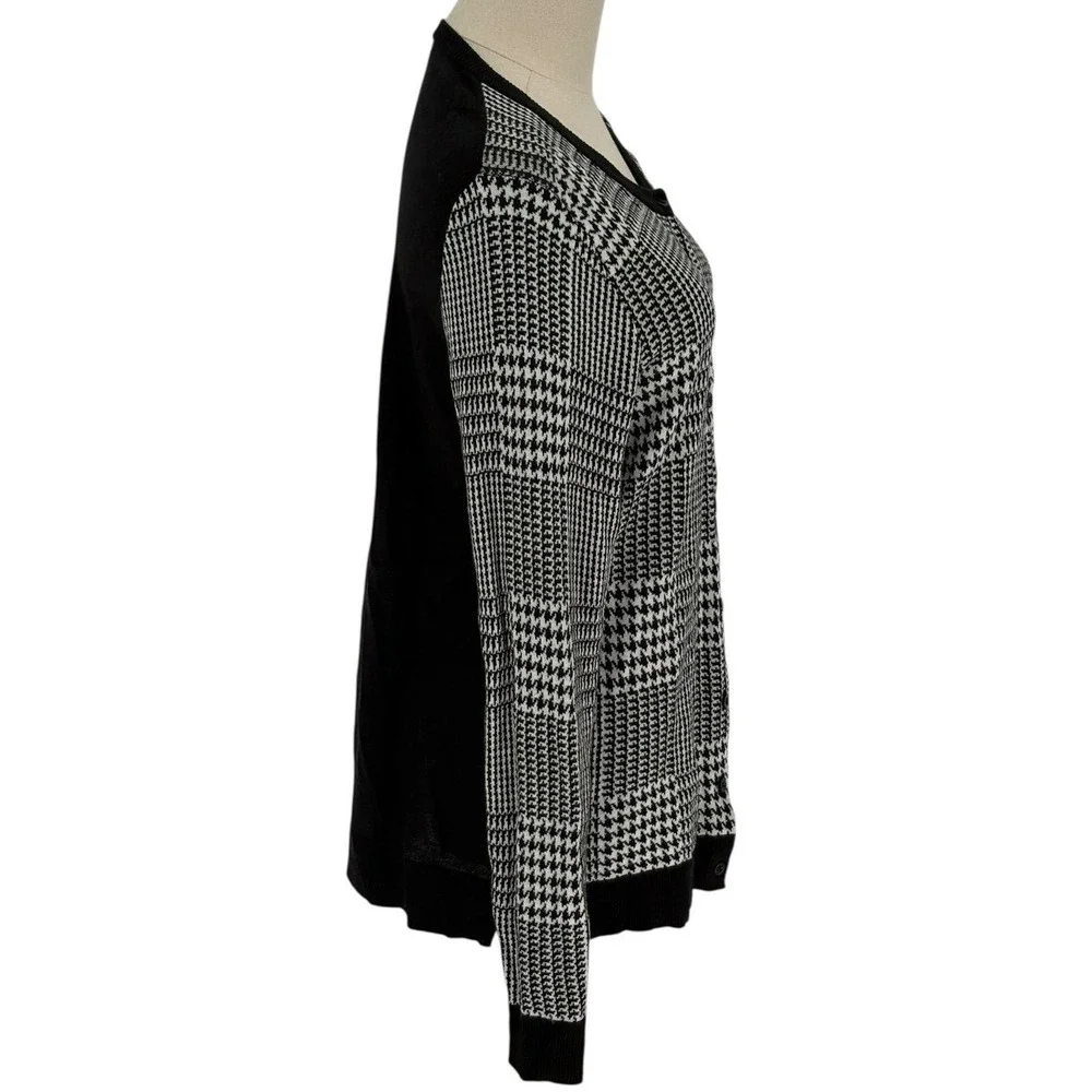 The‎ Limited Womens Houndstooth Button Down Cardigan Sweater Black White Large
